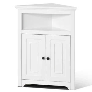 SucceBuy 32"/64"/68" Corner Storage Cabinet w/ Shelves