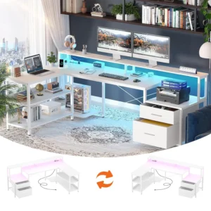 L Shaped Desk with Power Outlet,