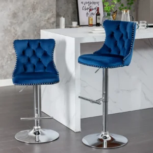 2PCS Swivel Velvet Bar Stools